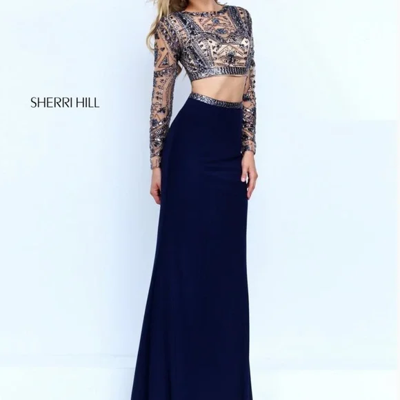 navy two piece formal dress Two Pieces Off Shoulder Short Navy Blue Prom Dresses, 2 Pieces Navy Bl –  Eip Collection